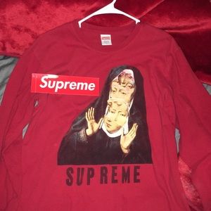 Supreme Nun tee shirt with supreme sticker